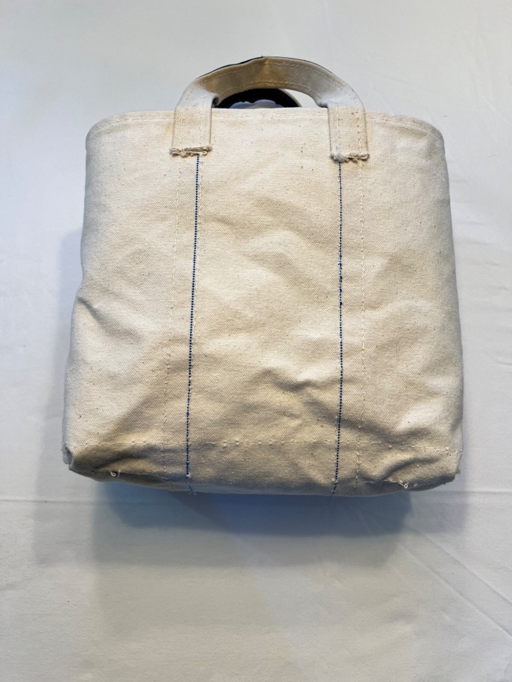*FIRM PRICE* Vintage L.L. Bean Boat Tote Medium Navy /Natural Canvas Reg Handles - Picture 4 of 14